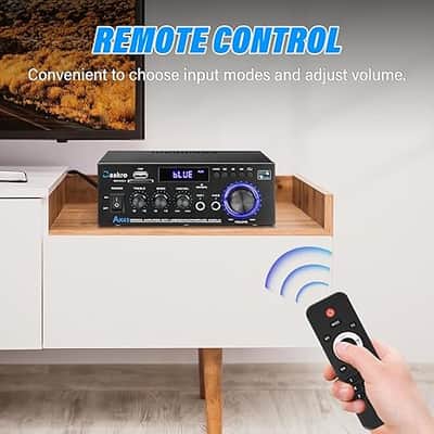 Stereo Audio Amplifier, 300W Home 2 Channel Wireless Bluetooth 5.0 Power Amplifier System, Home Amplifiers FM Radio, USB, SD Card, with Remote Control Home Theater Audio Stereo System image 5