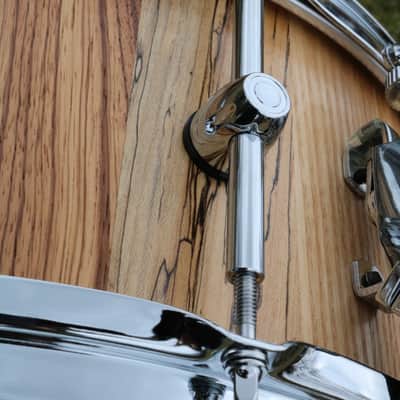 HHG drums  14x6.7 Zebrawood, Spalted Maple, And Ash Stave Snare 2020 Natural satin image 5