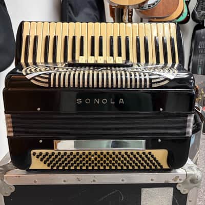 Sonola 120 Bass Piano Accordion SS5 LMH w/case Italy 1950s Black (used) image 2