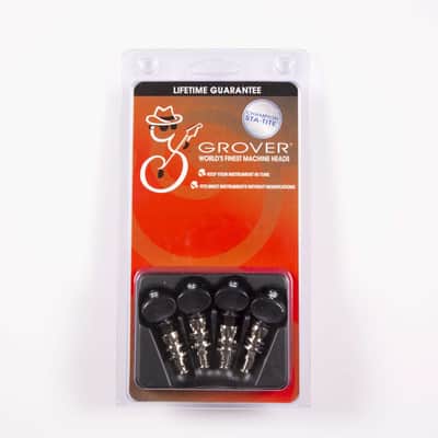 Genuine Grover Champion Ukulele Pegs Nickel Black Buttons, Set of 4 image 1