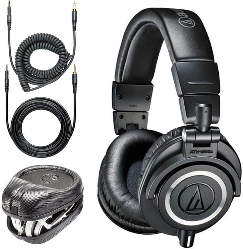 Audio-Technica ATH-M50x Professional Monitor Headphones + Slappa Case Bundle image 1