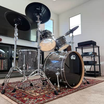 DWe Acoustic/Electronic Convertible 5pc Drum Kit with Electronic Cymbals - Black Galaxy image 1