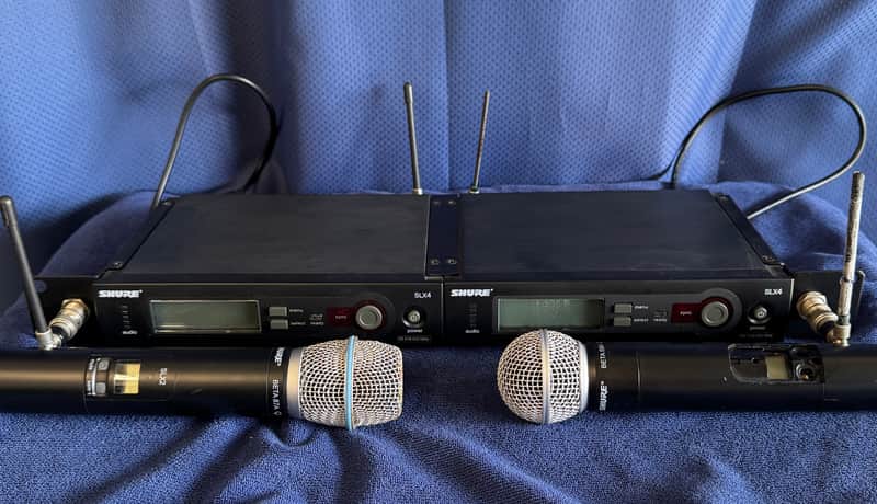 Shure Shure SLX Dual Wireless System – 2 SLX4 Receivers / SLX2 Beta 87A & Beta 58A – H5 518-542 MHz image 1