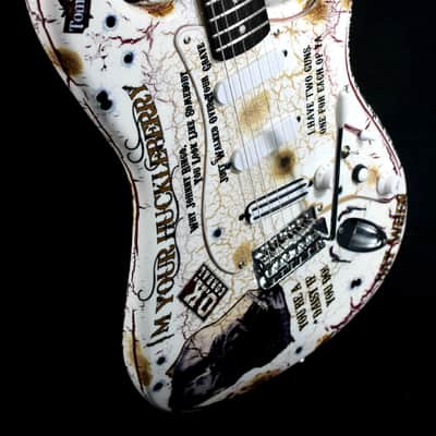 Custom Crackle Painted and Upgraded Fender Squier Strat With Graphics and Matching Headstock image 3