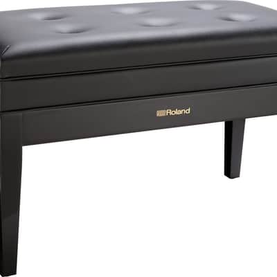 Roland RPB400 Duet Black Polyester Adjustable Piano Stool with Button Top and Music Storage Bild 1