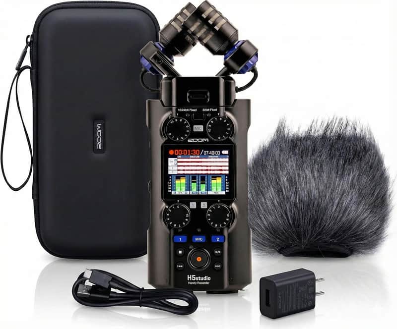 Zoom H5studio 6-Track 32-Bit Float Handy Recorder Bundle with APH-5s Accessory Pack with Hairy Windscreen, Padded Shell Case, AC Adapter, & USB C-Cable (H5s + APH5s Accessory Pack) image 1