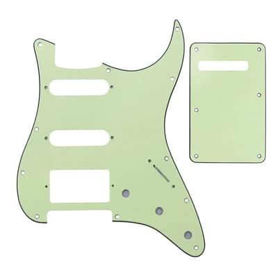 11-Hole HSS Strat Pickguard and Matching Back Plate - 3-Ply Mint Green image 1