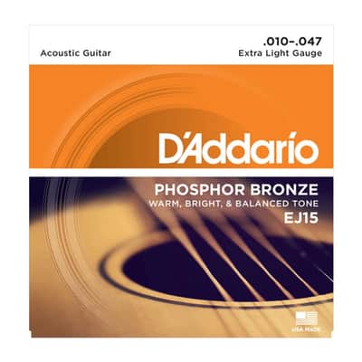 D'Addario EJ15 Phosphor Bronze Acoustic Guitar Strings, Extra Light, 10-47 image 1