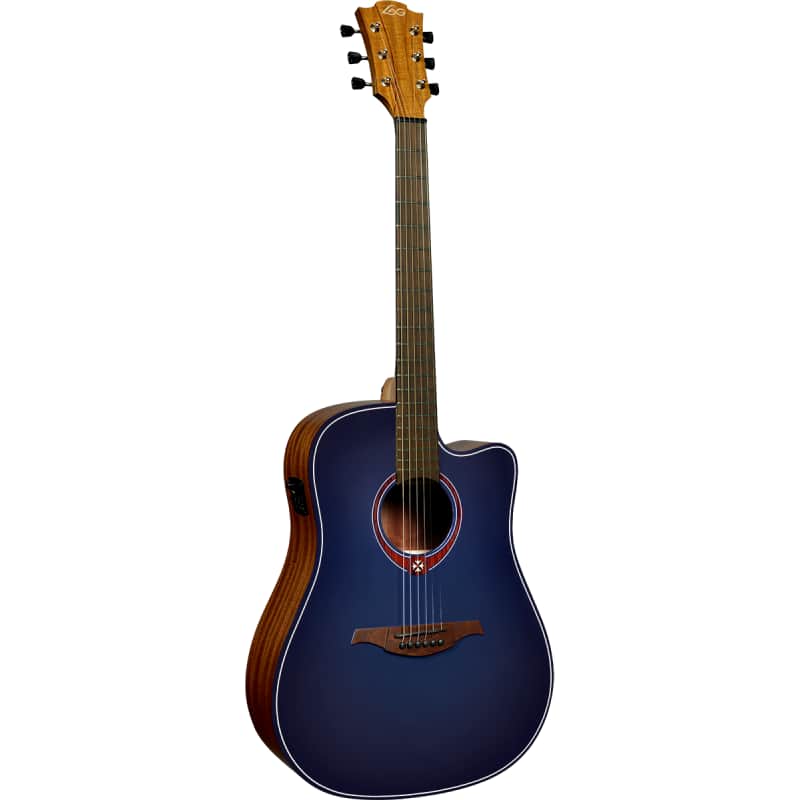 Lag T-BLUE-DCE Tramontane Limited Edition Dreadnought Cutaway Solid Red Cedar Top Mahogany Neck 6-String Electric-Acoustic Guitar image 1