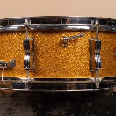 1965 Ludwig 5x14 Gold Sparkle Jazz Festival Snare Drum image 8