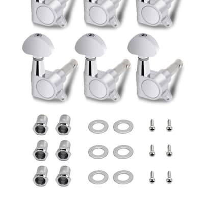 Sealed String Tuning Pegs Tuning Keys Grover Machine Heads Tuners for Electric Guitar or Acoustic Guitar 6 In Line for Right Handed Half Round Chrome., TP 06-CR-6R image 1