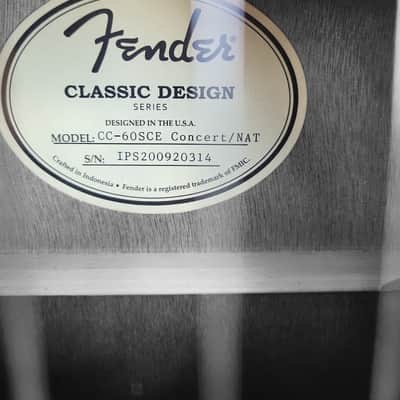 Fender CC-60SCE Solid Top Acoustic Electric Guitar image 3