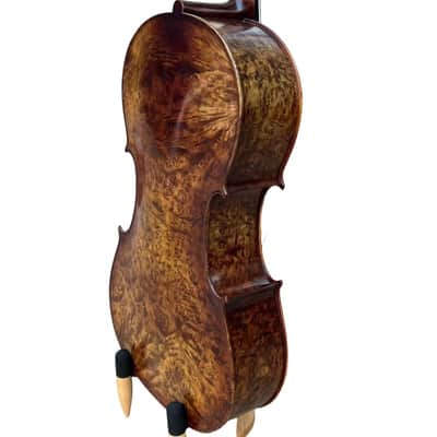 Rare Bird's eye Wood Full size Cello 4/4. hand Carved,Good Sound, Master sound image 8