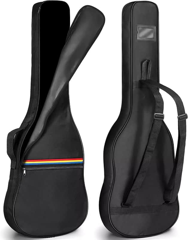 Electric Guitar Gig Bag | Soft Padded Heavy-Duty Case with Shoulder Straps & Utility Pocket | Black with Rainbow Accents image 1