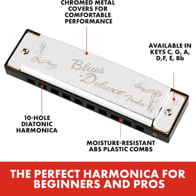 Fender Blues Deluxe Harmonica Set Of 7 - D, G, E, F, C, B Flat & A Keys w/ Soft Case image 2