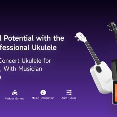 PopuMusic Populele 2 Smart Concert Ukulele - 23" Carbon Fiber with 72 LED Lights, Free Online Lessons & Song Library, Auto-Tuner, Includes Gig Bag, Strap, Nylon Strings & Picks for Family Fun,Travel & Gifts image 5