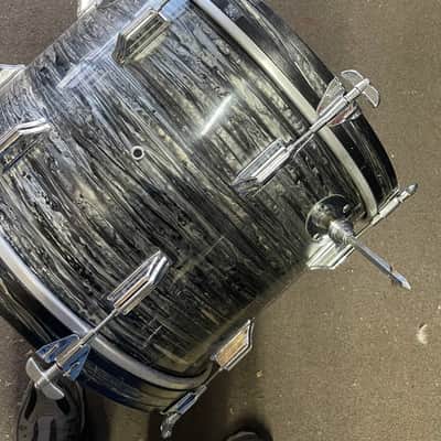 Vintage 1968 Rogers Londoner 4 Piece Drum Shell Pack - 12/13/16/20 - Black Strata Pearl image 6