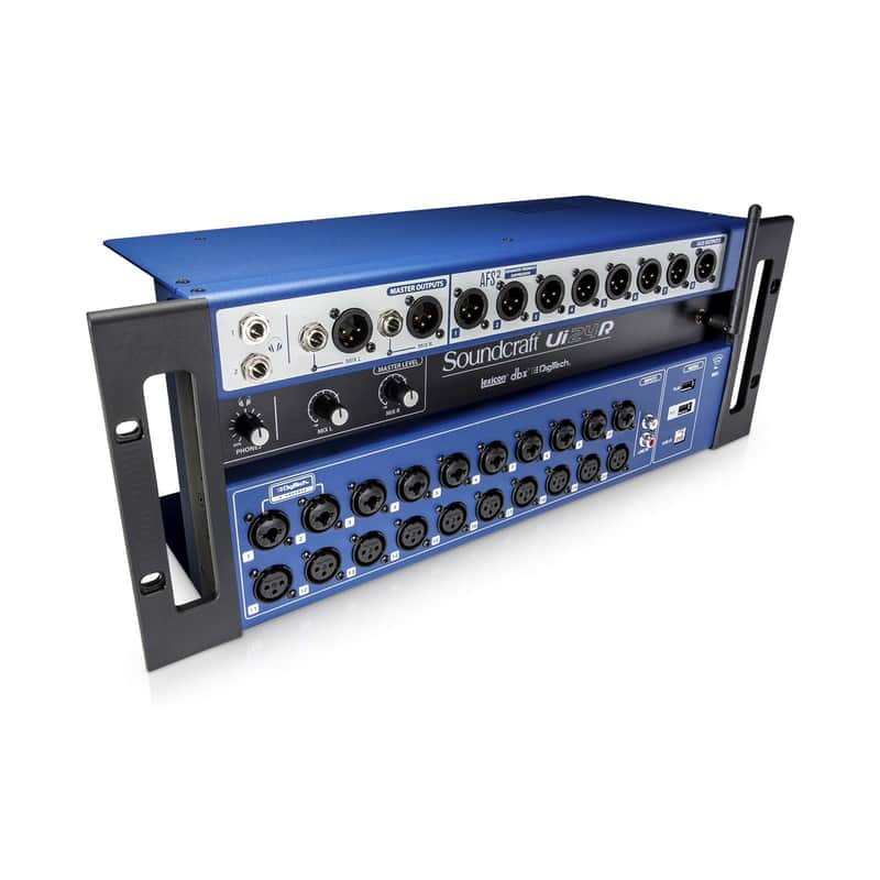 Soundcraft Ui24R Rack-Mountable Laptop or Tablet-Controlled, 24 input Digital Audio Mixer with onboard Signal Processing. Blue and Gray image 1