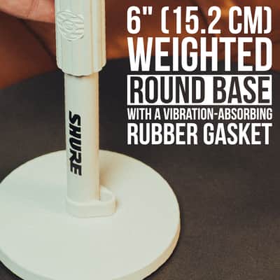 SHURE by Gator Round Base Desktop Mic Stand with Standard Height-Adjustable Twist Clutch and 6" Base, White (SH-DESKTOP1-W) image 2