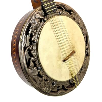 "Stentor" Art Nouveau Banjo-Mandolin with Lion-Decorated Tension Hoop, 1920s image 4