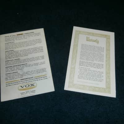 Vintage 1960's Vox Pacemaker Transistor Owner's Manual and Warranty Card! image 2