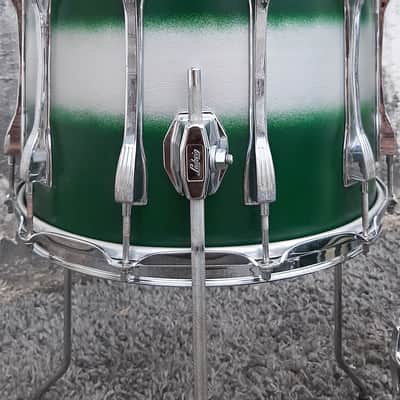 1990's Ludwig Green/Silver Duco 2PC Mach Lug Drum Set (20"x14" BD + 14"x12" FT) image 9