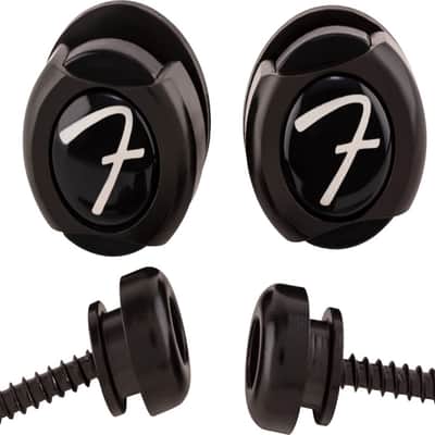 Genuine Fender Infinity F Logo Strat/Tele Guitar Strap Locks Straplocks - BLACK image 2