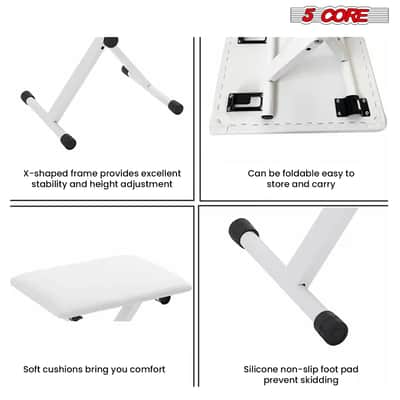 5 Core Keyboard Bench 2 Inch Padded Cushioned Piano Stool Height Adjustable 19" Guitar Seat Portable image 8