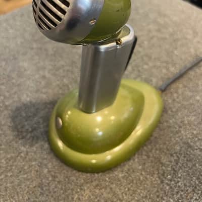Shure 520SL Microphone Green Bullet on s-36 Stand with Squeeze on off switch 1950’s - Green image 2