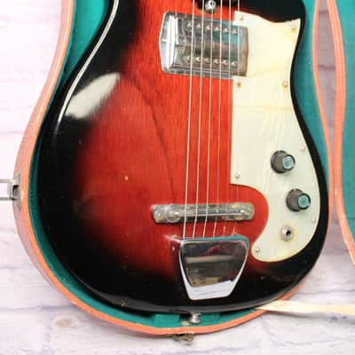 👀 Rare 1960's Woodward Electric Guitar w/ Original Faux Tweed Case Teisco Hoshino Ibanez image 3