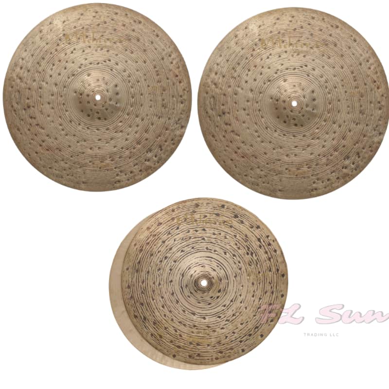 Mehteran Cymbals Rain Series 3pcs 24" Ride - 22" Crash - 16" Hi-Hat Heavy Cymbal Set image 1