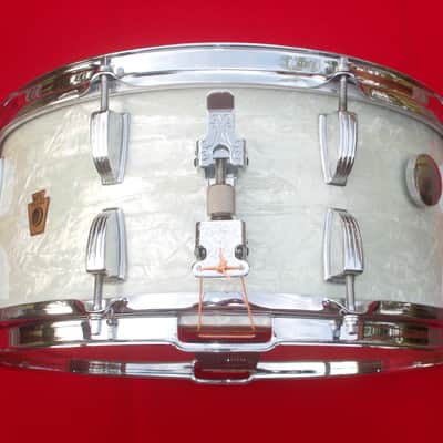 Vintage 1957 Ludwig WFL 6.5x14 White Marine Pearl Snare Drum image 2