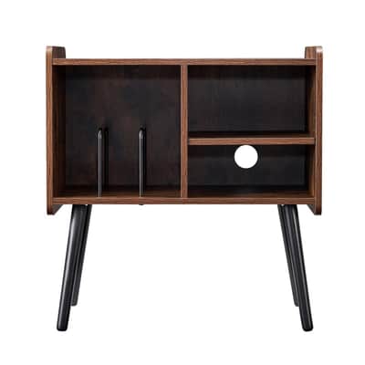 Vintage 2-Tier Record Player Stand with Adjustable Shelves – Solid Wood Turntable Table with 3 Cabinets & Vinyl Album Storage image 6