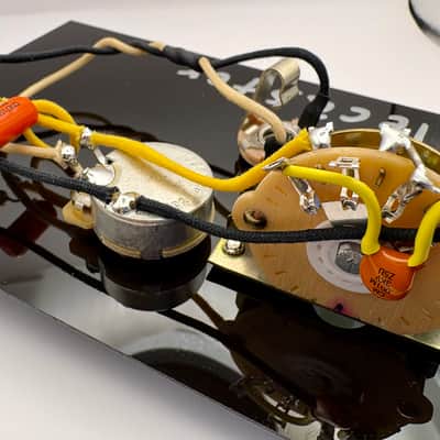 Fender Telecaster 5-Way (add two extra dimensions to your tone) wiring harness- single coil neck and bridge pickups with 0.022uF Sprague Orange Drop Capacitor and a fixed 0.001uF capacitor in series image 2