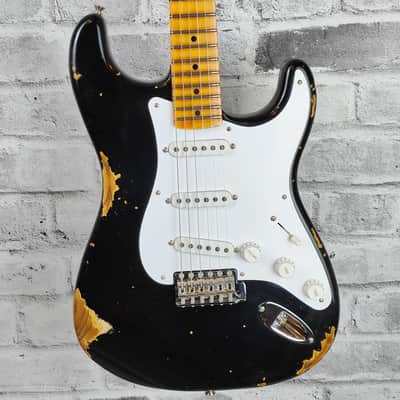 Fender Custom Shop Limited Edition Fat 1954 Stratocaster Relic with Closet Classic Hardware, 1-Piece Quartersawn Maple Neck Fingerboard, Aged Black image 3
