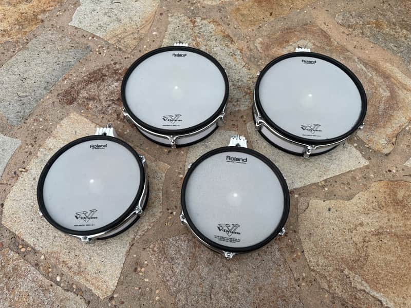 TWO Roland PD-120 WHITE and TWO pd-100" 10" Mesh Head V Drum PD120 image 1