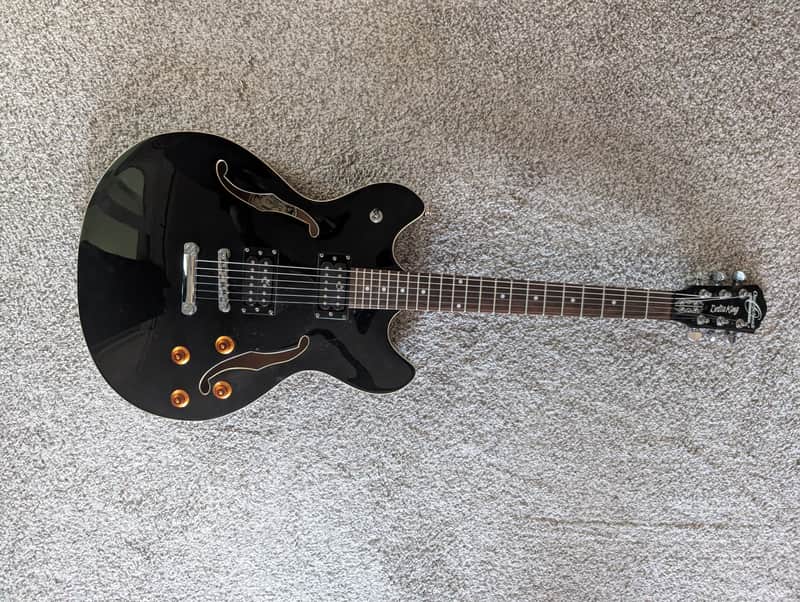 Oscar Schmidt OE30-BK Delta King Semi-Hollow 2010s - Black image 1