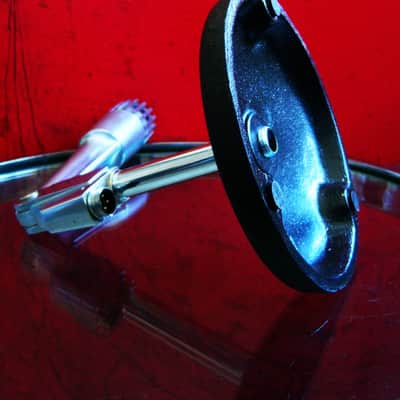 Vintage 1960's Calrad DM-21 dynamic Satin Chrome microphone w desk stand Lafayette Olson Aiwa display repair image 12