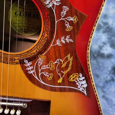 Global Vintage 1970's Global Hummingbird Jumbo Acoustic Redburst Pro Setup Original Case image 4