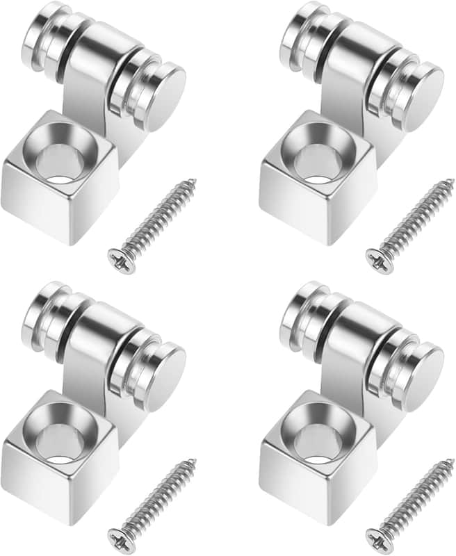 Guitar Roller String Retainers, 4 Pcs String Trees for Electric Guitar, Metal Guitar Standard Roller String Guide Replacement Part Electric Guitar Accessories (Silver) (Chrome) image 1