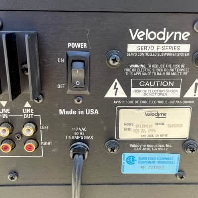 Velodyne Servo F-Series SF12BVX10 12" Subwoofer, 750w RMS image 6