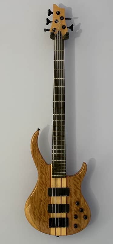 Harley Benton BZ5000 NT 5 String Bass Guitar w/Hard Shell Case Natural Clear image 1