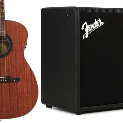 Fender Tim Armstrong Hellcat  Left-Handed Acoustic-Electric Guitar - Natural with Walnut Fingerboard  Bundle with Fender Mustang LT 25 1x8" 25-watt Combo Amp image 1