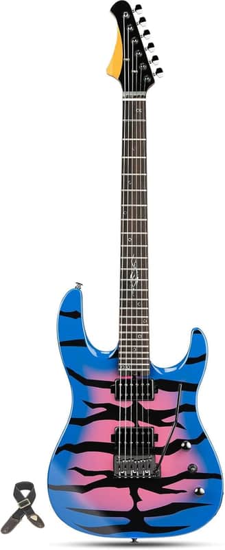Solid Body Electric Guitar Roasted Maple Neck, Stainless Steel Frets, Bone Nut 24 Frets(Blue) image 1