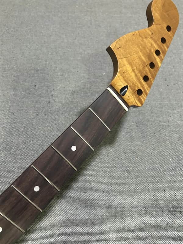 Reverse big head Roasted flame maple Electric guitar neck part 22 fret rosewood image 1