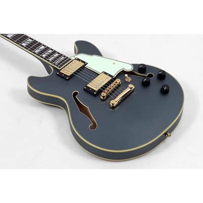 D'Angelico Deluxe Series Mini DC with USA Seymour Duncan Humbuckers Limited-Edition Semi-Hollow Electric 2020-Present - Matte Charcoal image 3