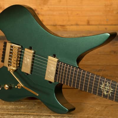 Schecter Synyster Gates Custom-7 TR Headless - Ebony - Oak Green Metallic - 7-String image 5
