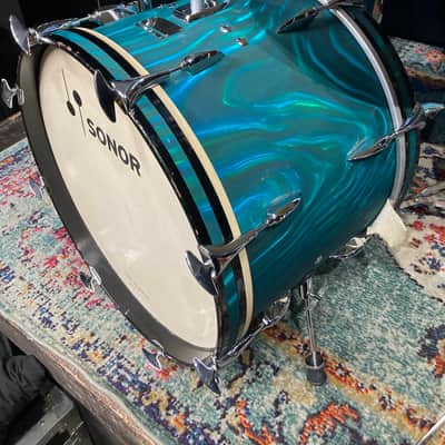 Sonor "Chicago" 3-Piece Drum Set 1965 - MF Marine Turquoise Satin image 7