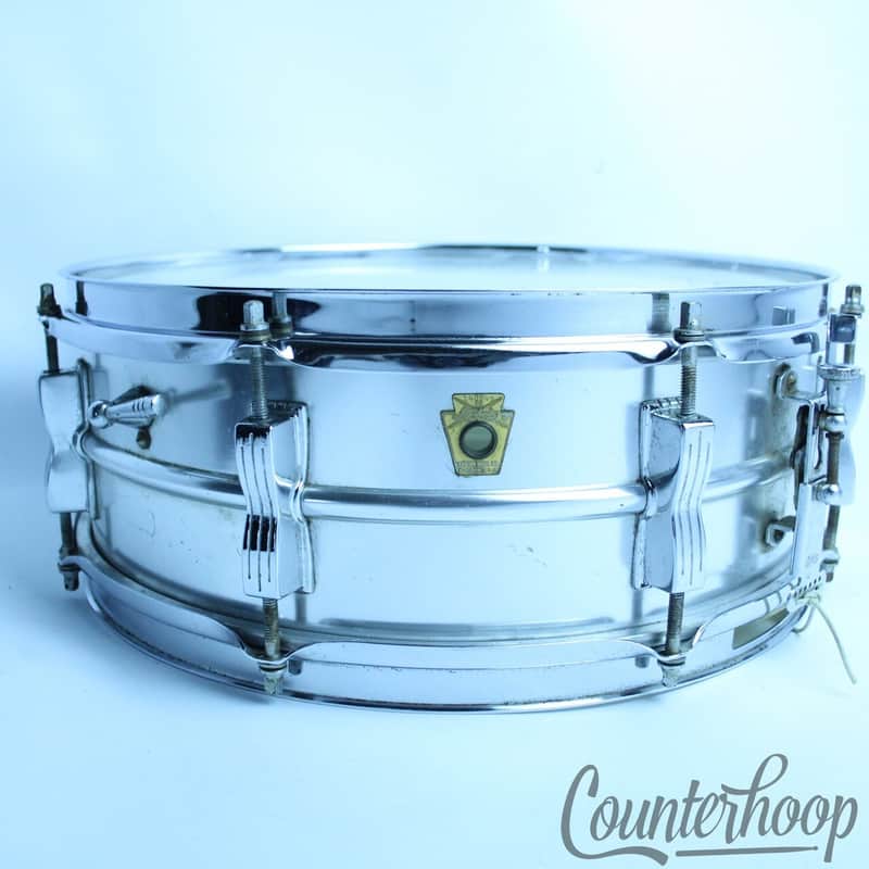 Ludwig 14x5"Acrolite Snare Drum Vintage 60s#404 Aluminum Shell 8-Lug Chicago USA image 1