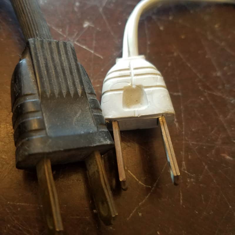 REGO one (1) 117V Power Cord Electric Cable cut Vintage non-polarized grey, black 1940s-1960s image 1